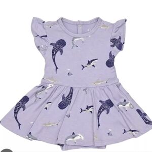 Kyte BABY Purple Shark Print Kids Casual Dress